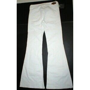 New NWT Designer Hollywood Trading Company White Jeans Womens Flare 25 Mid HTC